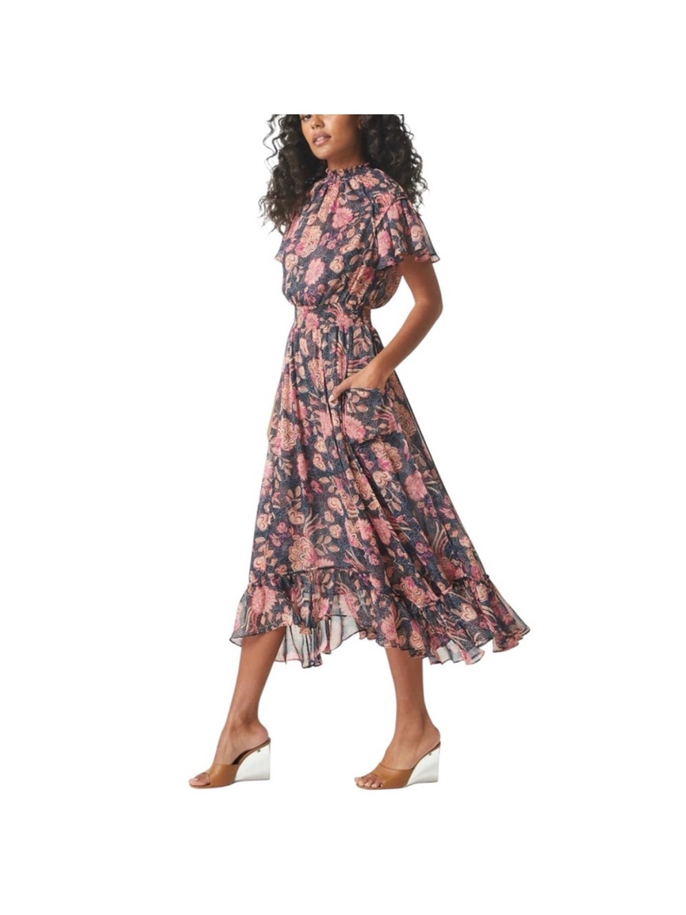 Misa Los Angeles Floral Ruffle Midi Dress - Picture 2 of 6